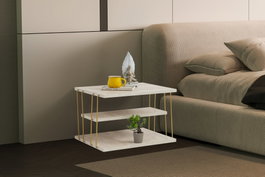Hanah Home Mesa Auxiliar Lifon Travertine y Oro